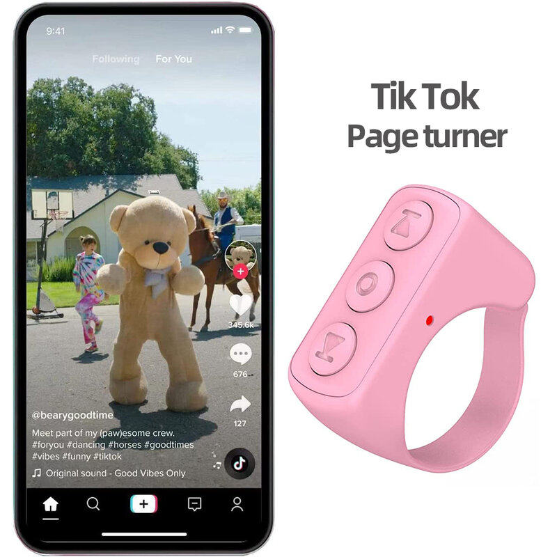 Contrôleur vidéo Bluetooth du bout des doigts pour Tiktok, court appareil de navigation vidéo, renversement de page, anneau de télécommande pour téléphone portable