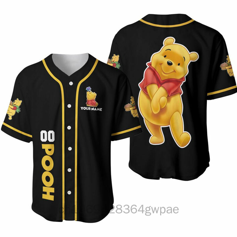 Winnie the Pooh Baseball Trikot Herren Damen Shirt personal isierte Cartoon Disney Baseball Trikot Shirts Outdoor Sport Casual Tops