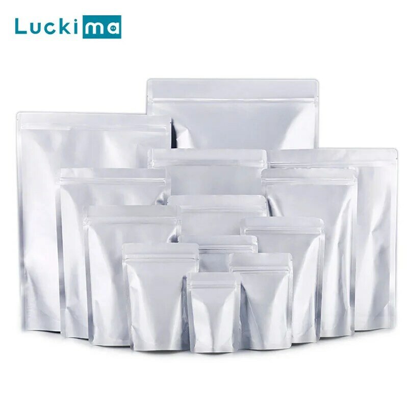 50pcs Mylar Bags Reusable Sealing Sealable Ziplock Package Bags Light Moisture Proof Food Storage Reclosable Lock Packing Bag