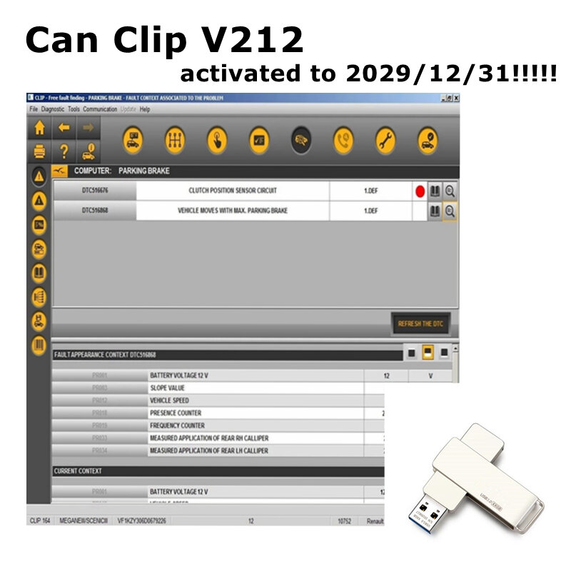 Latest Software V212 For Renault Can Clip Diagnostic Interface+Reprog V191+Pin Extractor V2+Dialogys V4.72 Sent by email/U Disk