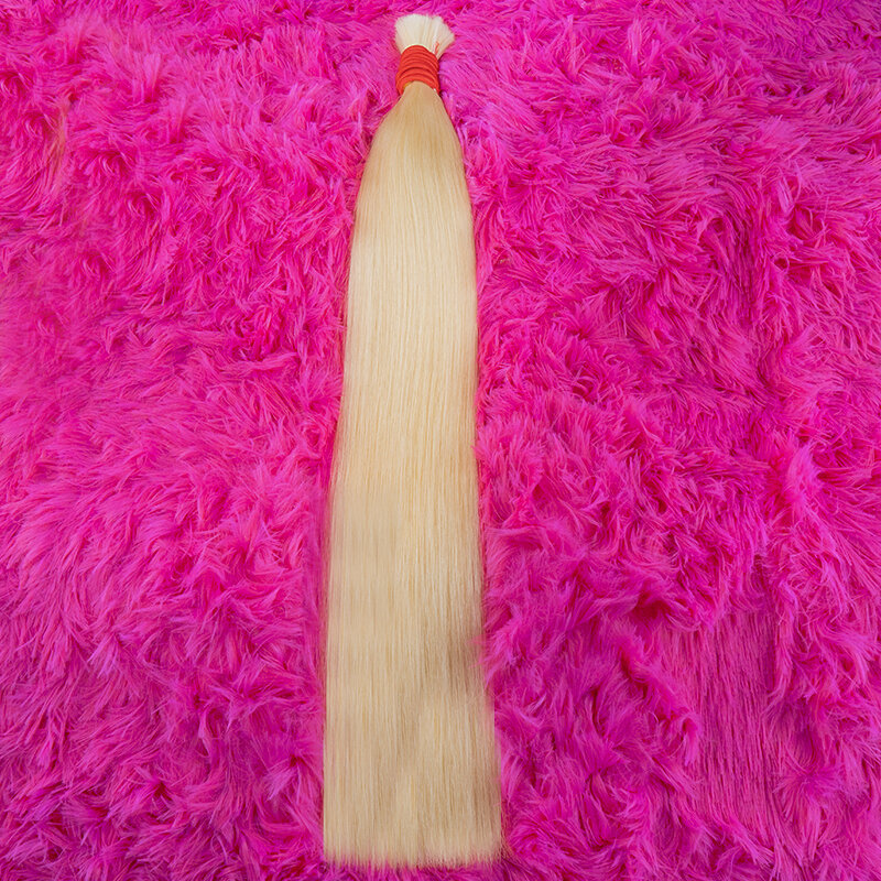 100% Real Virgin Straight Human Hair Bulk Extension Bundles 613 Honey Blonde Weaving For Braiding Unprocessed No Weft Bulk Hair