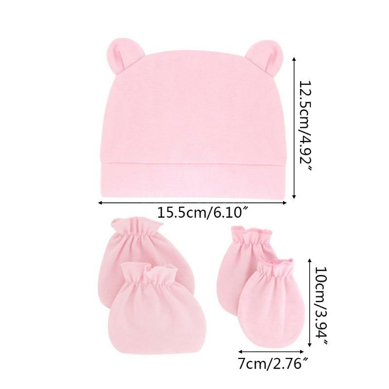 Baby Hats Mittens and Socks Set Newborn Hats Bear Ears Cotton Infant Caps for Boys Girls Beanie Hats 7 Color Available