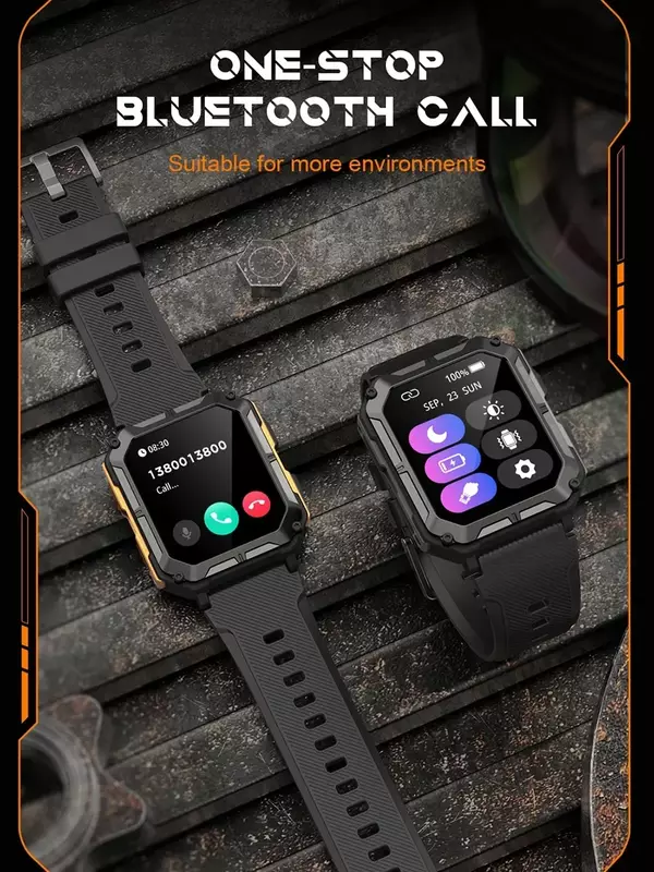 C20Pro jam tangan pintar pria, jam tangan pintar olahraga pria tahan air IP68 panggilan Bluetooth 35 hari siaga 123 mode olahraga layar HD 1.83 inci