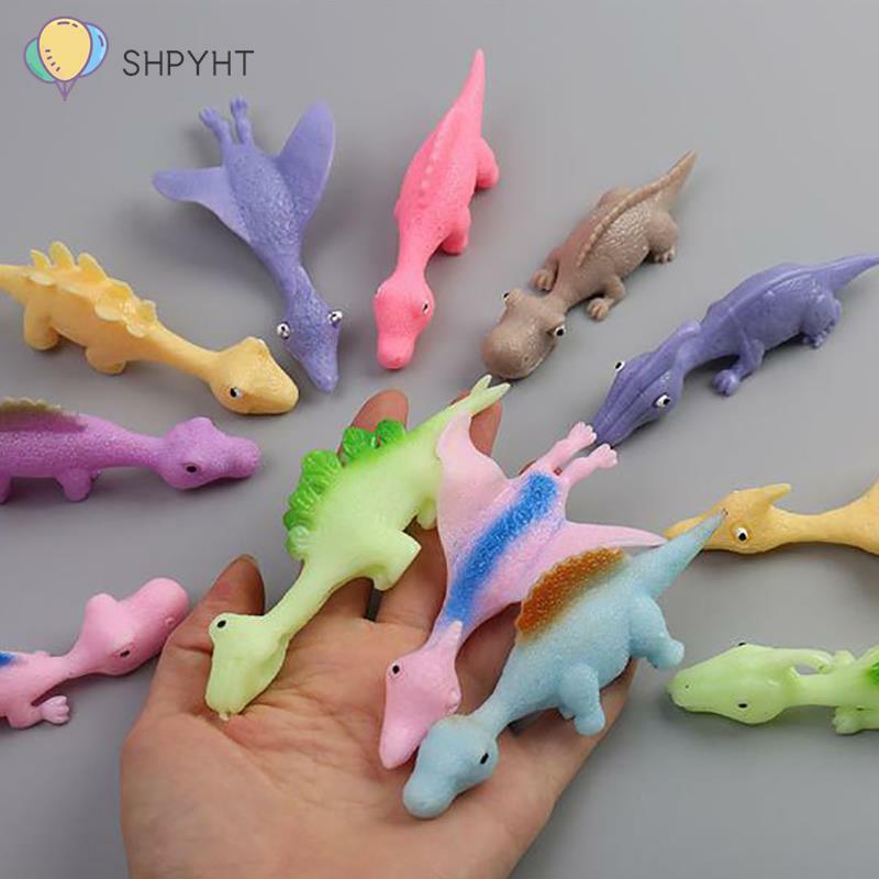 伸縮性のある飛行恐竜のパチンコ,猫のおもちゃ,ソフト接着剤,楽しい,実用的,指,粘着性の減圧玩具,5個