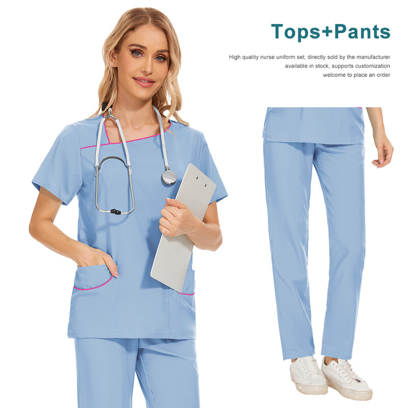 Enfermeira enfermagem esfrega uniforme conjunto para mulheres, roupas de trabalho de beleza, roupas médicas, vestidos cirúrgicos, dentista, moda, atacado