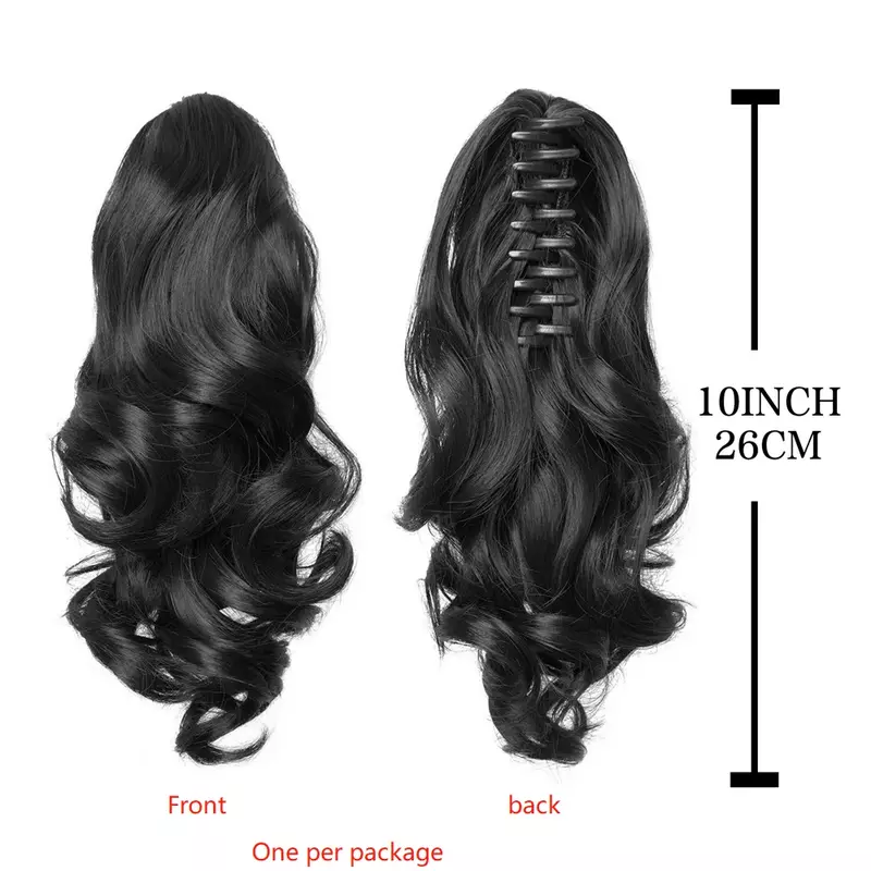 Ponytail Extension Claw Clips, Long Curly Hair Extension Synthetic Claw Multi Layered Pony Tails Black Brown Color Hairpiece