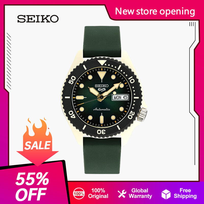 SEIKO-Reloj mecánico automático para Hombre, pulsera deportiva resistente al agua, luminosa, estilo japonés, 5