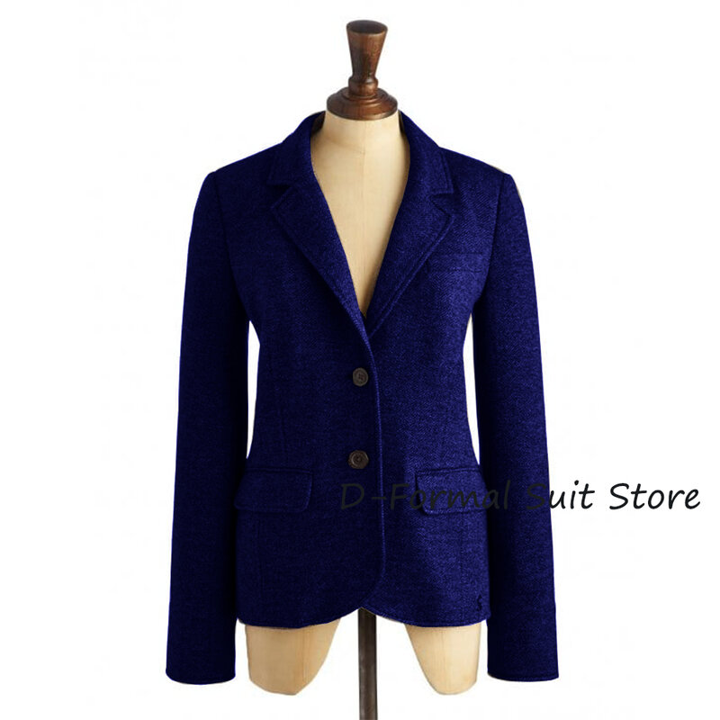 Abrigo Vintage de espiga de Tweed para mujer, Blazer personalizado de un solo pecho, traje Formal ajustado para mujer