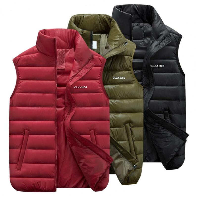 Chaleco Popular ajustado para hombre, chaqueta cálida sin mangas con bolsillos, ropa de calle, Otoño e Invierno