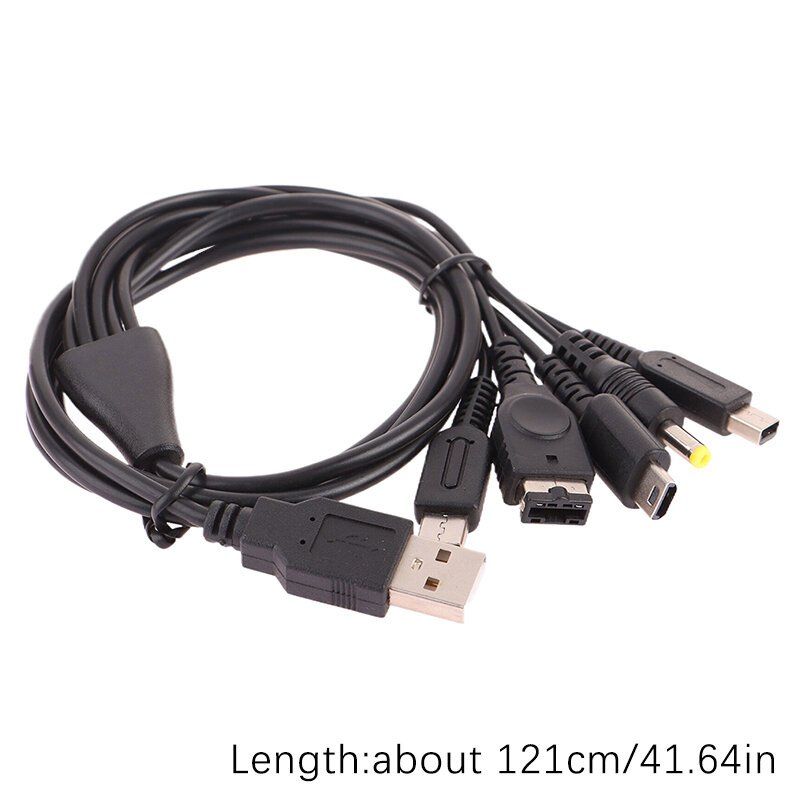 Cable de carga rápida 5 en 1 de 1,2 M, cargador de juegos USB para nuevo 3DS XL NDS Lite NDSI LL Wi I U GBA PSP