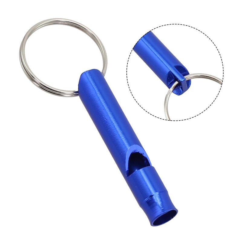 Keychain Whistle para treinamento ao ar livre, caminhadas, liga de alumínio, distância, ajudante de alimentação, sobrevivência para pássaros, 45*8mm