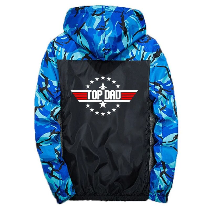 TOP DAD TOP GUN Movie Men Brand Spring and Autumn Hot Sale Fashion Printing Patchwork Four Color Camouflage High Street Coat