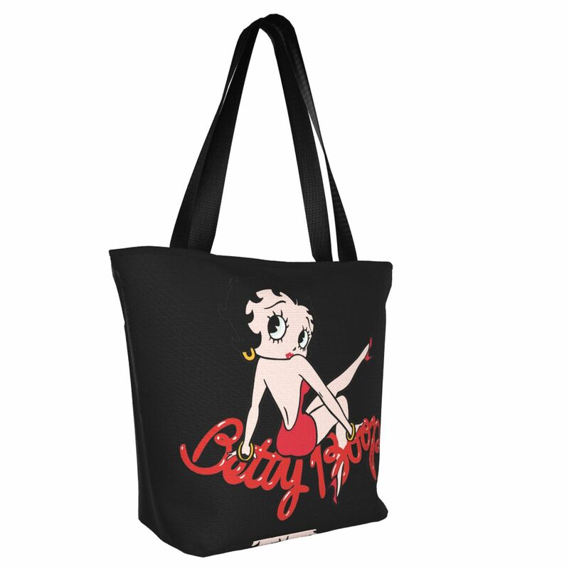 Женская сумка-тоут Mrs Boops, пикантная открытая Сумочка с верхней ручкой, на молнии, с милым мультяшным рисунком, модные сумки