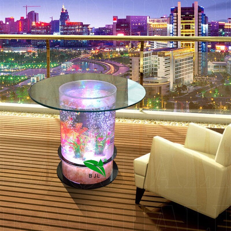 Custom, luxury acrylic restaurant led furniture ocean aquarium dining table