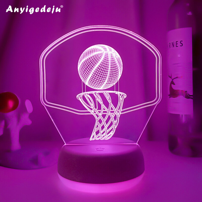 Led Night lekki Sport koszykówka w pudełku Nightlight do domu dekoracja biurowa atmosfera kolorowe lampy biurko prezent urodzinowy