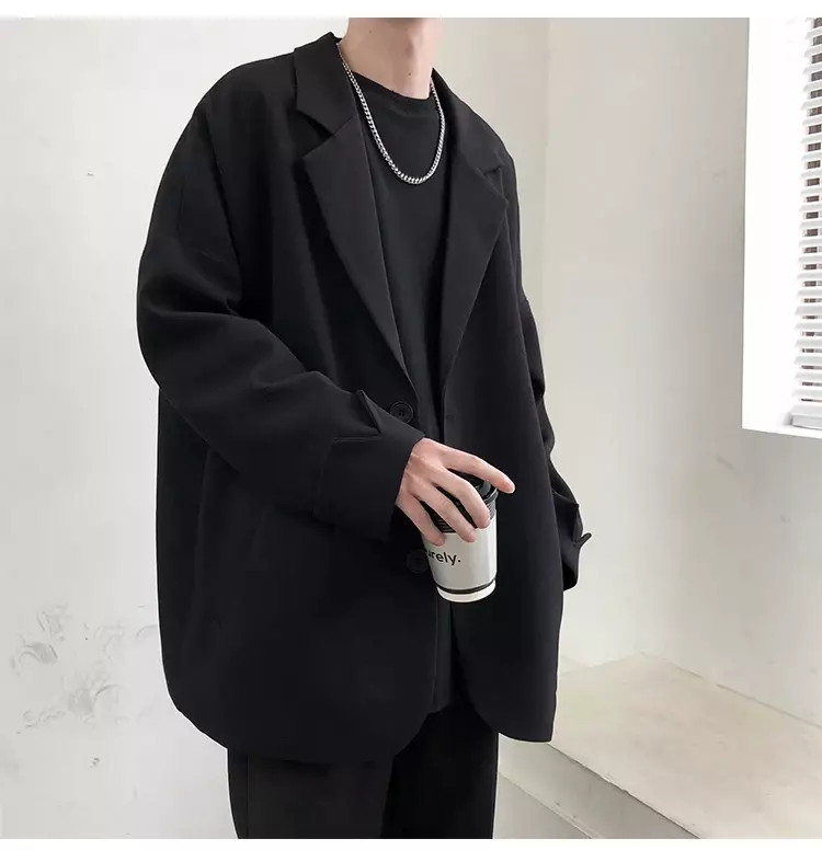 Spring New Trend Men Leisure Trendy Loose Suit Jackets Male Retro Daily Ins Streetwear All-match Simple Suit-tops Outerwear