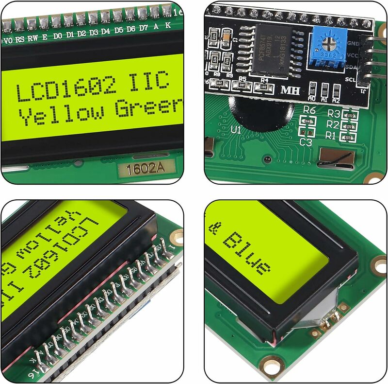 Moduł LCD1602+I2C niebieski/żółty zielony ekran 16x2 znakowy wyświetlacz LCD PCF8574T PCF8574 IIC I2C interfejs 5V dla arduino