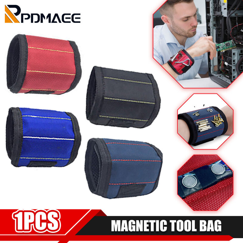 Portable Magnetic Tool Bag Wristband Woodwork Electrician Wrist Tool Belt with Telescopic Pick Up Tool for Screw Nail Nut Bolt