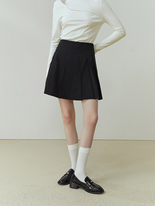 FSLE-saias plissadas curtas estilo universitário para mulheres, saia de cintura alta, saia acima do joelho, cinza, senhora do escritório, primavera, 2023