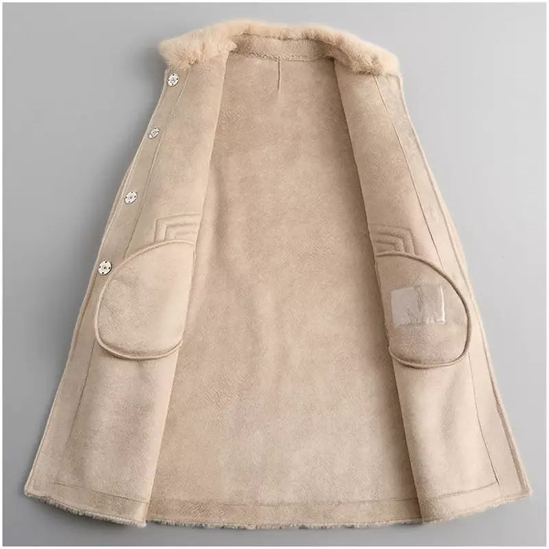 Aorice-Casaco de pele longa de lã real para mulheres, parka feminina quente, jaquetas de colarinho vison, inverno, novo, CT1126