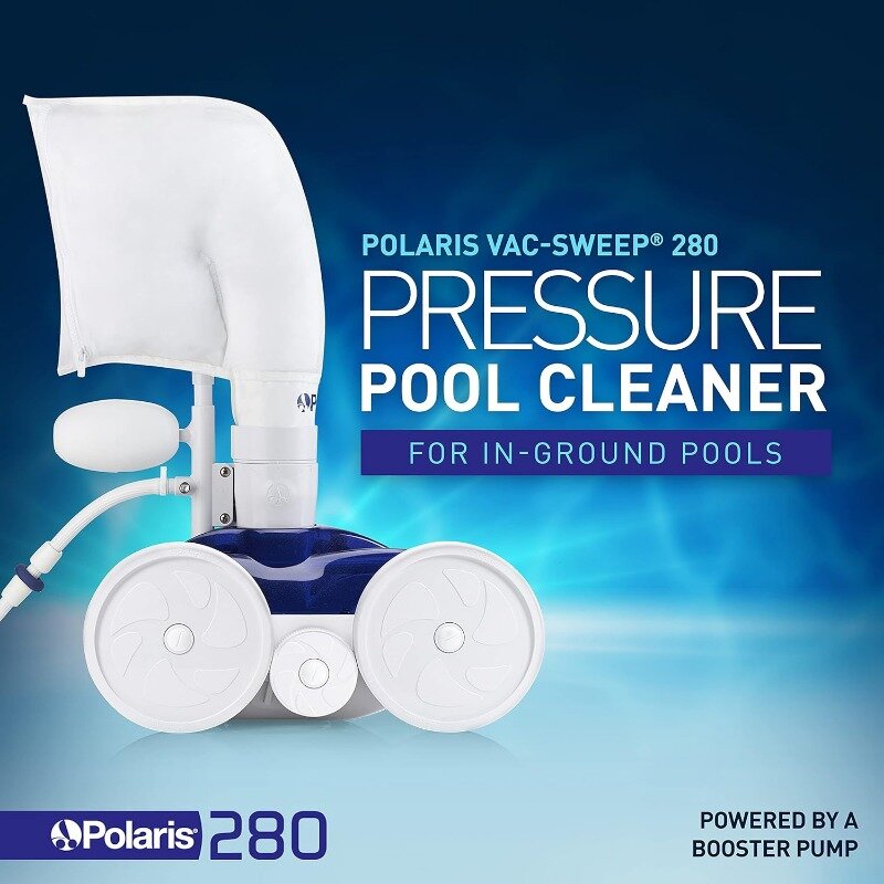 Polaris Vac-limpiador de piscina a presión 280, doble Venturi alimentado por chorro, manguera de 31 pies con restos multiusos