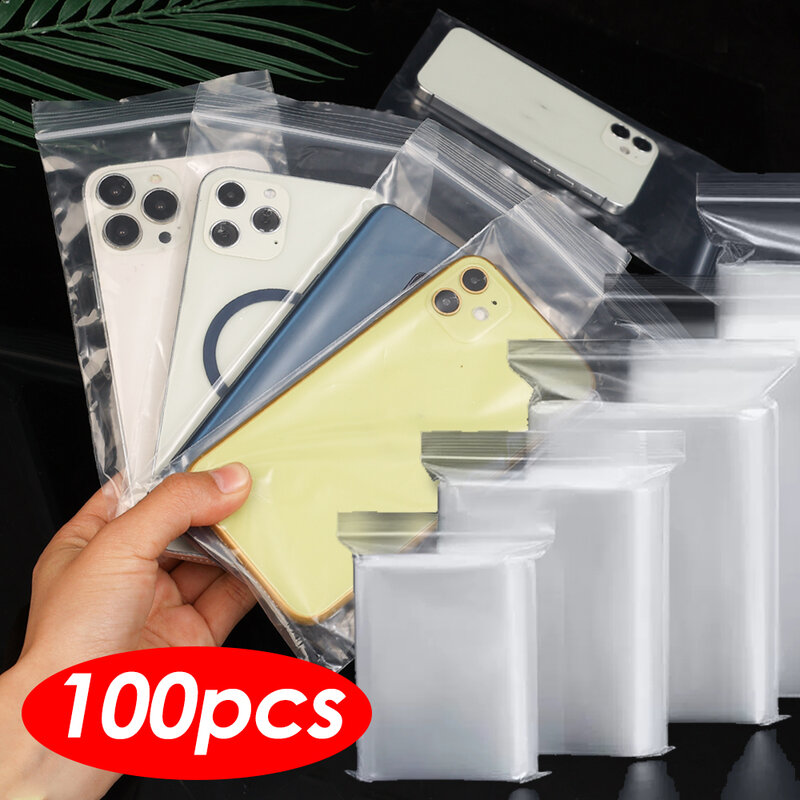100pcs/pack Transparent  Plastic Bags Phone Food Dried Fruit Packing Supplies Waterproof Oil-proof Poly Clear Bag