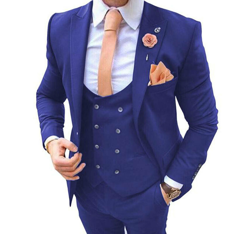 Мужской костюм бордовый для свадьбы деловой облегающий комплект из 3 предметов смокинг для жениха Блейзер костюм для выпускного пиджак жилет с брюками