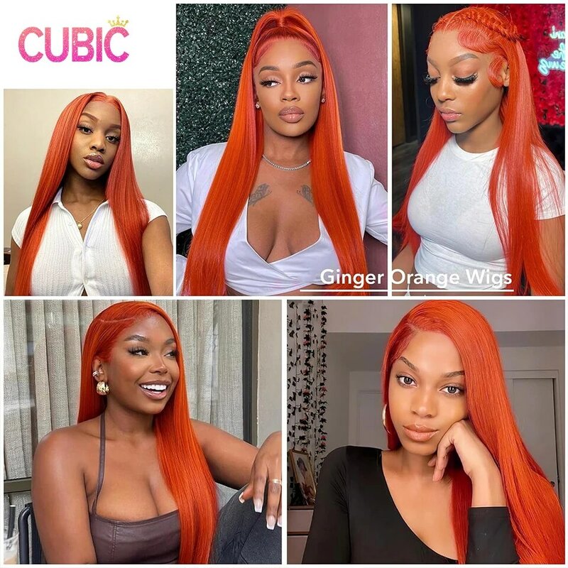 22 Inch 13x4 Ginger Lace Front Wigs Human Hair,180 Density Straight HD Lace Frontal Wigs Human Hair Glueless Wigs Human Hair