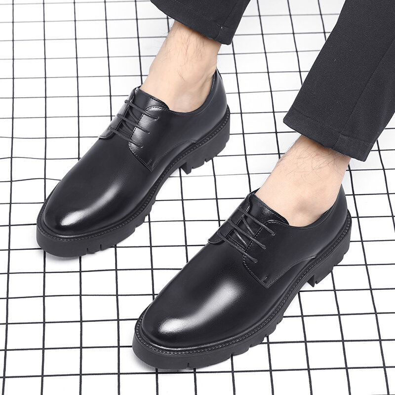 Nowi mężczyźni platforma wysoki obcas 4/7/9 CM wzrost wzrost formalne mężczyźni Derby prawdziwej skóry biznes buty człowiek Oxford winda sukienka buty