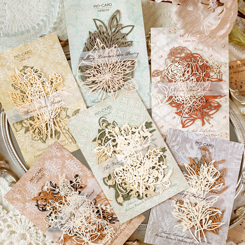 6 confezioni/lotto di rami di fiori e foglie serie retro paper message paper memo pad