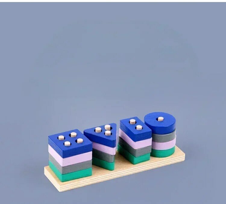 Puzzle w kształcie klocków dla dzieci drewniane zabawki budowlane wczesna nauka kolorów zabawka dziecięca edukacyjna Montessori