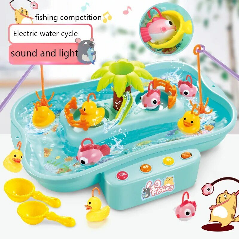 New Fishing Toy Children's Magnetic Electric Circulation Fishing Duck Fishing Platform Water Play Game Toys For Kids Gift