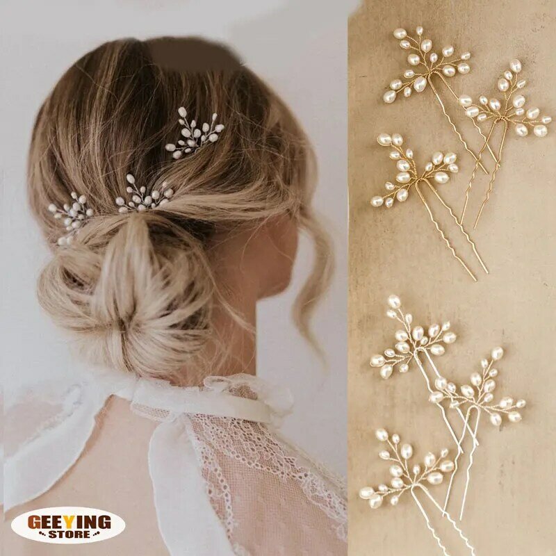 Handmade Pearl Hair Clips para Mulheres, Elegante Hairpin, Crystal Pearl, Flower Accessories, Bridal Hair Accessories