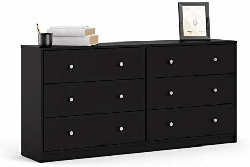 Quarto Duplo Dresser em preto, contemporâneo e largo, 6 gavetas