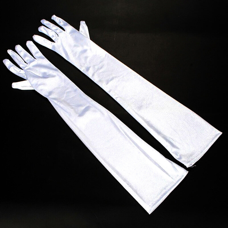 ถุงมือยาวเต็มนิ้วทำจากผ้าซาตินสำหรับงานแต่งงานถุงมือพรหมสำหรับงานเลี้ยงตอนเย็น2023
