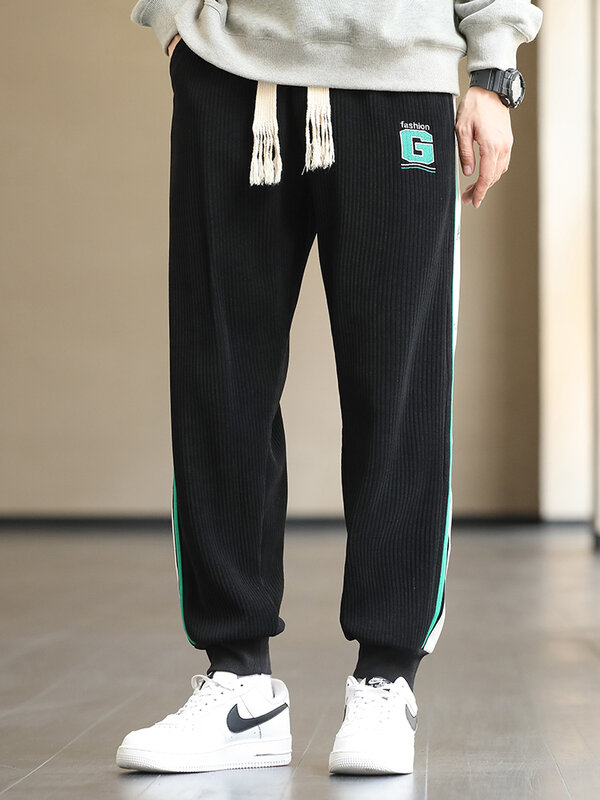 2022 jesień/zima sztruksowe spodnie dresowe mężczyźni Baggy biegaczy moda wyszywane litery duże rozmiary męskie dorywczo spodnie Harem 8XL