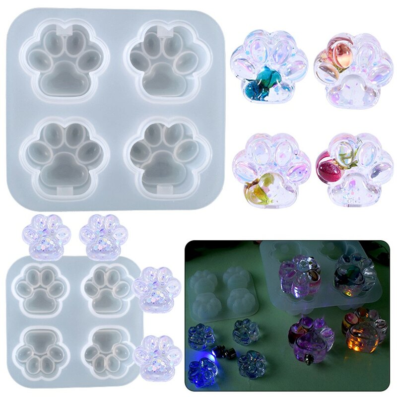 DIY Heart Paw Bone Shaped Dog Tag Silicone Mold with Hole Keychain Pet Anti-lost Pendant Epoxy Resin Mould Jewelry Making Tools