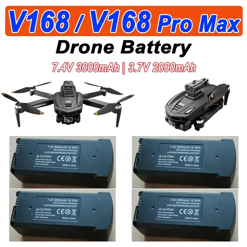 V168 Pro Max GPS Drone baterai 7.4V 3000mAh/3.7V 2000mAh V168 RC Quadcopter V168 asli Aksesori suku cadang Drone