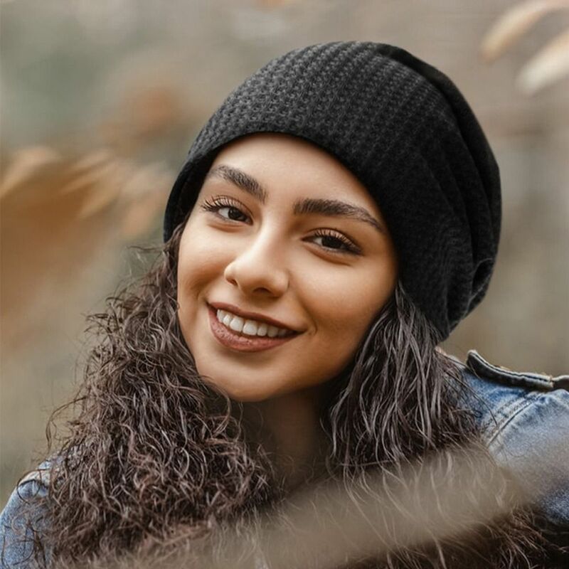 Lässige Strick mütze neue elastische Herbst Winter Mütze warme Hüte Frauen