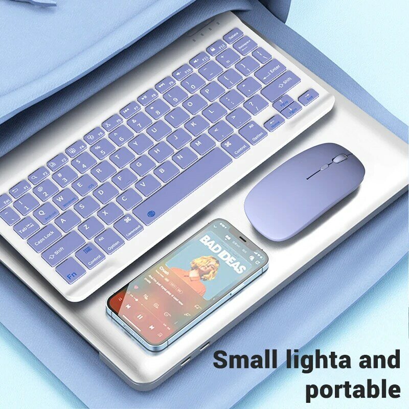 EMTRA Mouse Keyboard nirkabel Bluetooth, Mouse Keyboard Rusia Spanyol Korea untuk Android IOS Huawei Xiaomi Tablet untuk iPad Air Mini 5