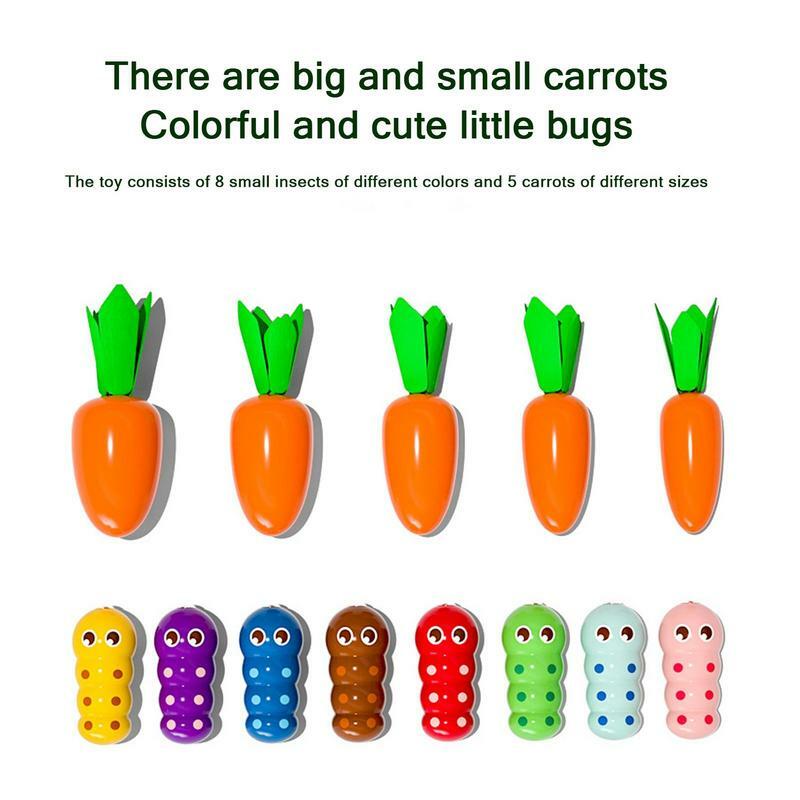 Jouet de tri de forme de carotte en bois, trieur de forme, multifonctionnel, coloré, Montessori
