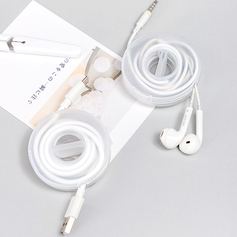 Fancym 1 Buah Organiser Kabel Headphone Portabel Mini untuk Aksesori Meja Penyimpanan Perjalanan Organisasi Desktop