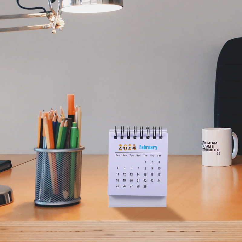 Ornamen kalender kecil, kalender meja kantor, nyaman, kalender Mini bagian dalam sederhana