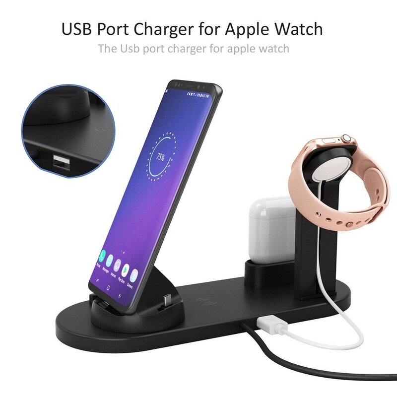 Wireless Charger Stand For iPhone 13 12 Fast Charging 10W 6 in 1 Multifunction Charge Station For Airpods Apple iWatch Huawei