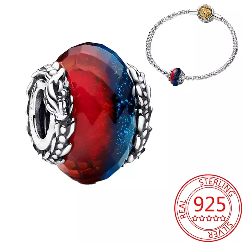 Game Series 925 Sterling Silver Dragon Egg Shaped Beads &Iron Throne&Dragon Ring Fit Pandora Bracelet Accessories