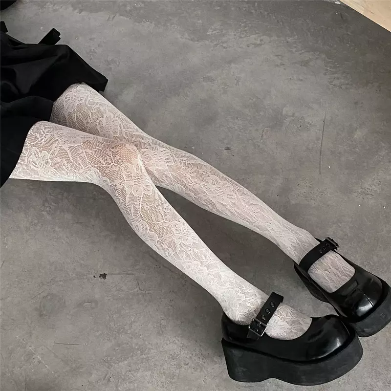 Punk สไตล์สาวหวานถุงน่องต้นขาสูงถุงน่องชุดชั้นในชุดชั้นในเซ็กซี่ตาข่าย Fishnet Pantyhose ที่มีสีสัน Hollow Out Body Stocking
