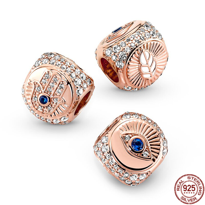 Heißer Verkauf funkelnde rosé vergoldete Serie Charms Perlen 925 Sterling Silber fit Original Pandora Armband Frauen DIY Schmuck Geschenk