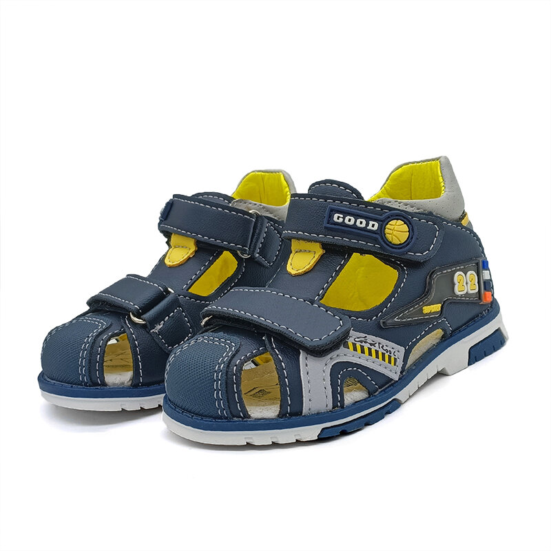 Moda 1 par sapatos ortopédicos menino couro do plutônio crianças sandálias, super qualidade crianças sapatos de verão