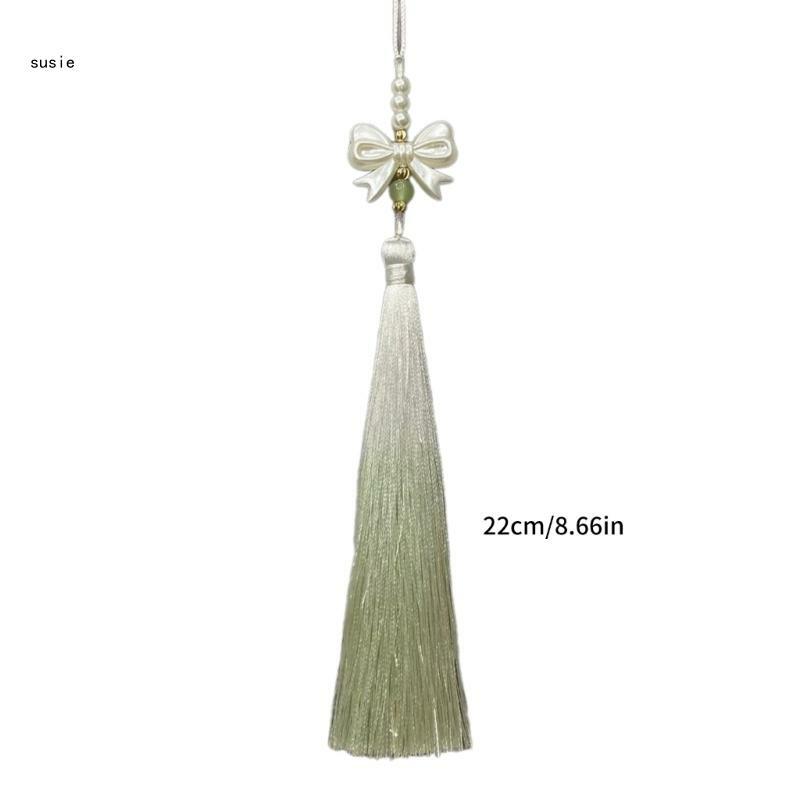 X7YA chiński gradientowy wisiorek frędzlami Bowknot frędzle wisiorek materiały do ​​wyrobu biżuterii