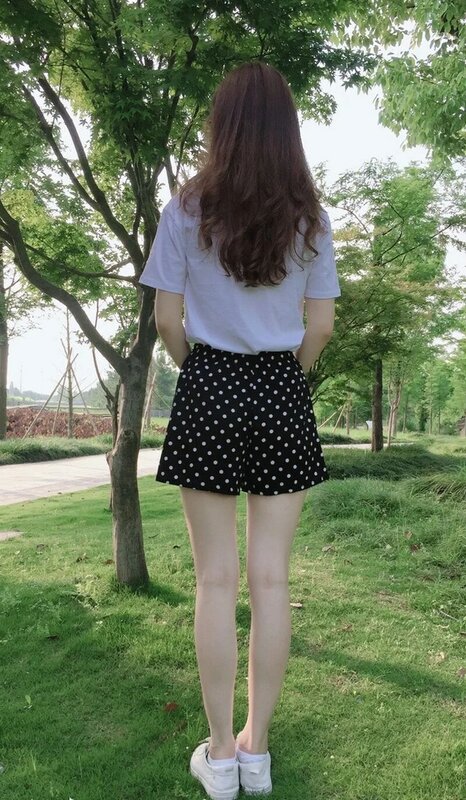 Andrulka-Short en mousseline de soie à pois pour femme, short coréen décontracté, grande taille, taille haute, jambes larges, streetChester, mode féminine, été